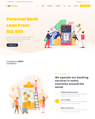 Lt Bank Onepage – Responsive Bank Single Page Wordpress Theme